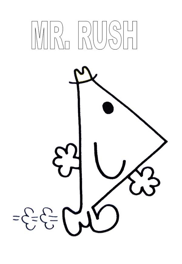 Mr Men and Little Miss, : Mr Rush is in Hurry in Mr Men and Little Miss Coloring Pages