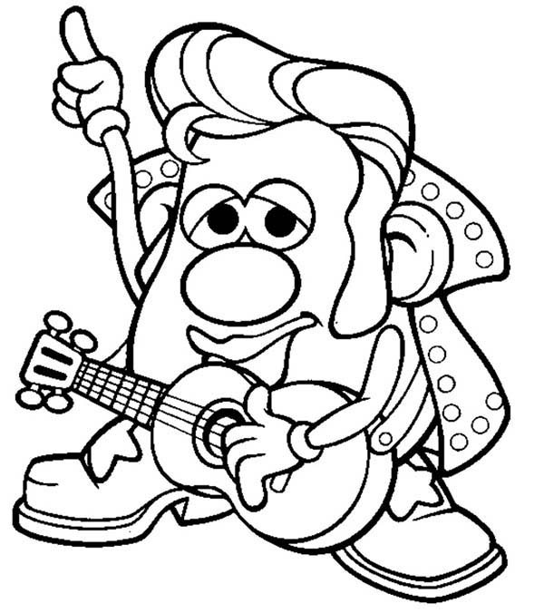 Mr. Potato Head, : Mr. Potato Head the King of Rock and Roll Coloring Pages
