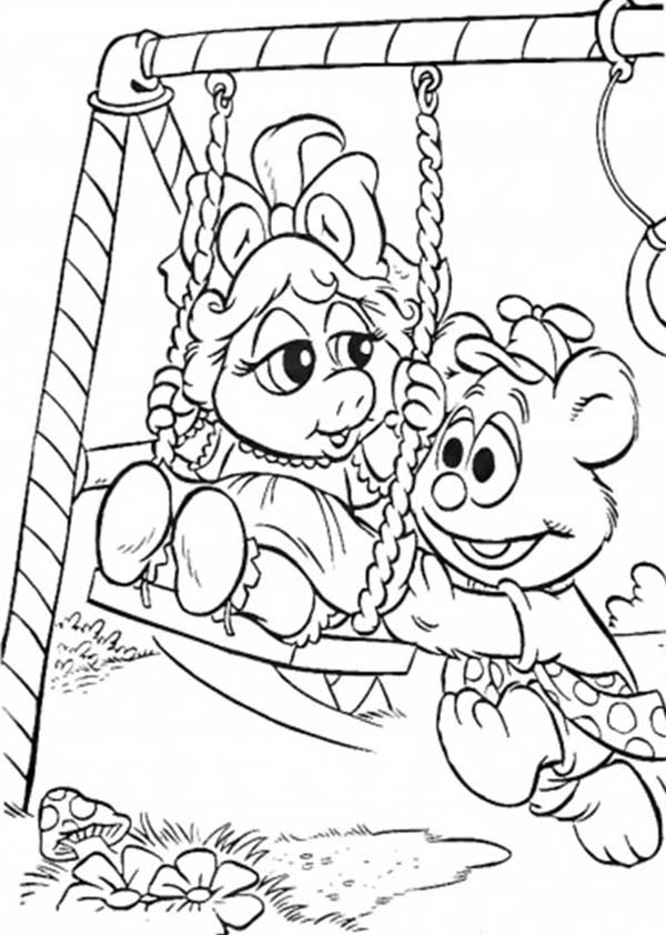 Muppet Babies, : Muppet Babies Play Swing in the Park Coloring Pages