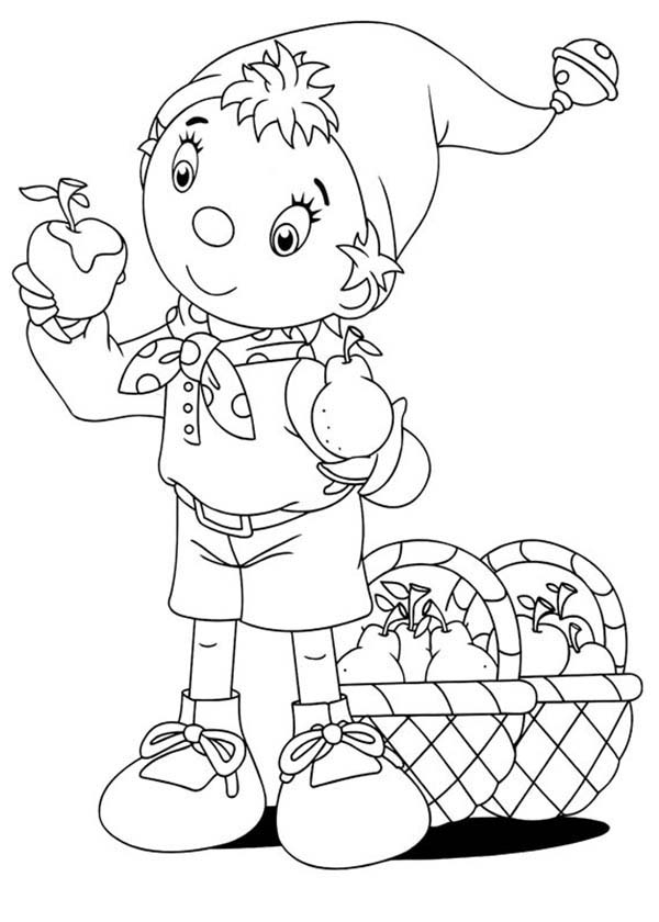 Noddy, : Noddy Confuse to Choose Between Apple and Pear Coloring Pages
