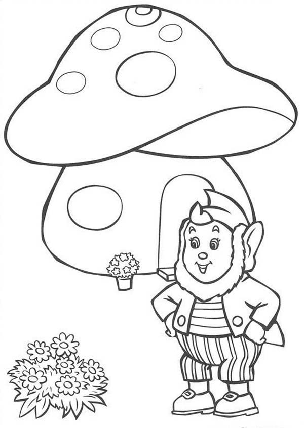 Noddy, : Noddy Friend Big Ear in Front of His House Coloring Pages