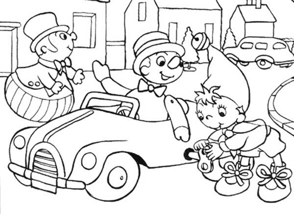 Noddy, : Noddy Play in the Town Coloring Pages
