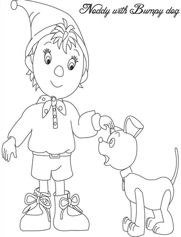 Noddy, : Noddy with Bumpy Dog Coloring Pages