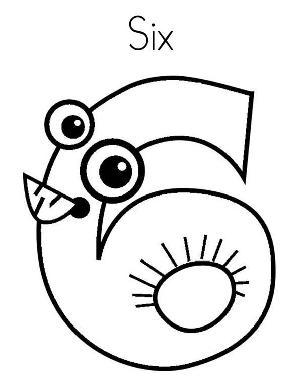 Number 6, : Number 6 Coloring Page for Kids
