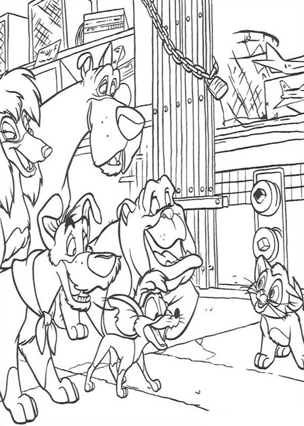 Oliver and Company, : Oliver Tell His Plan in Oliver and Company Coloring Pages