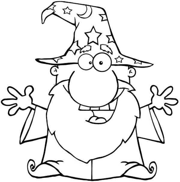 Merlin the Wizard, : Outline Picture of Merlin the Wizard Coloring Pages