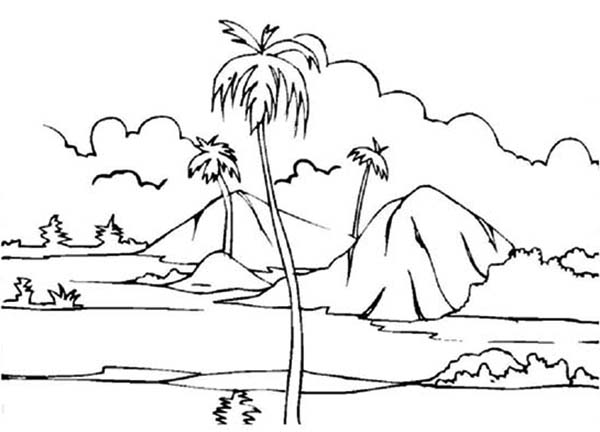Landscapes, : Paddy Field Landscapes Coloring Pages