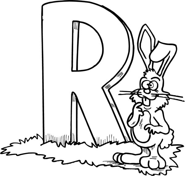 Letter R, : Rabbit is for Letter R Coloring Page