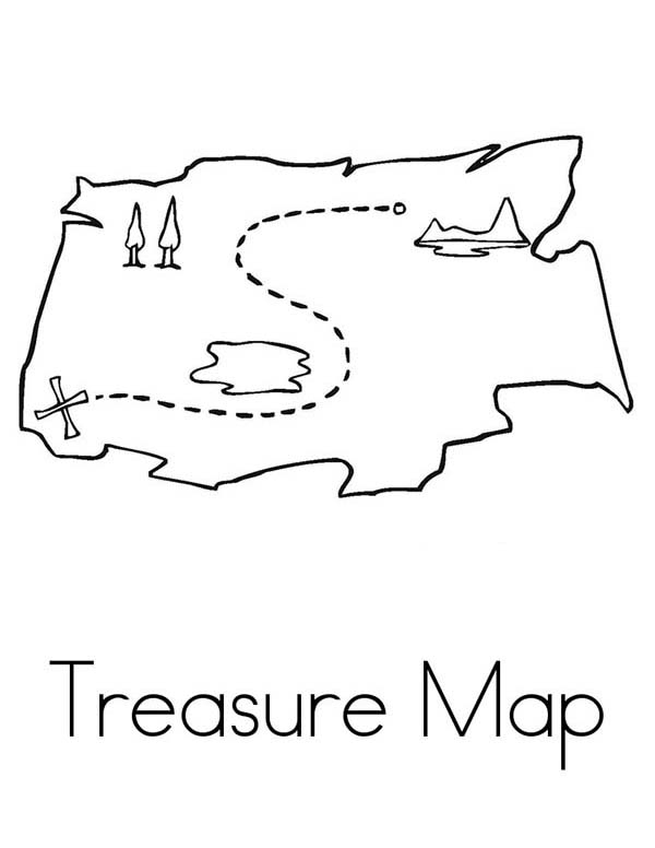 Maps, : Simple Treasure Maps Coloring Pages
