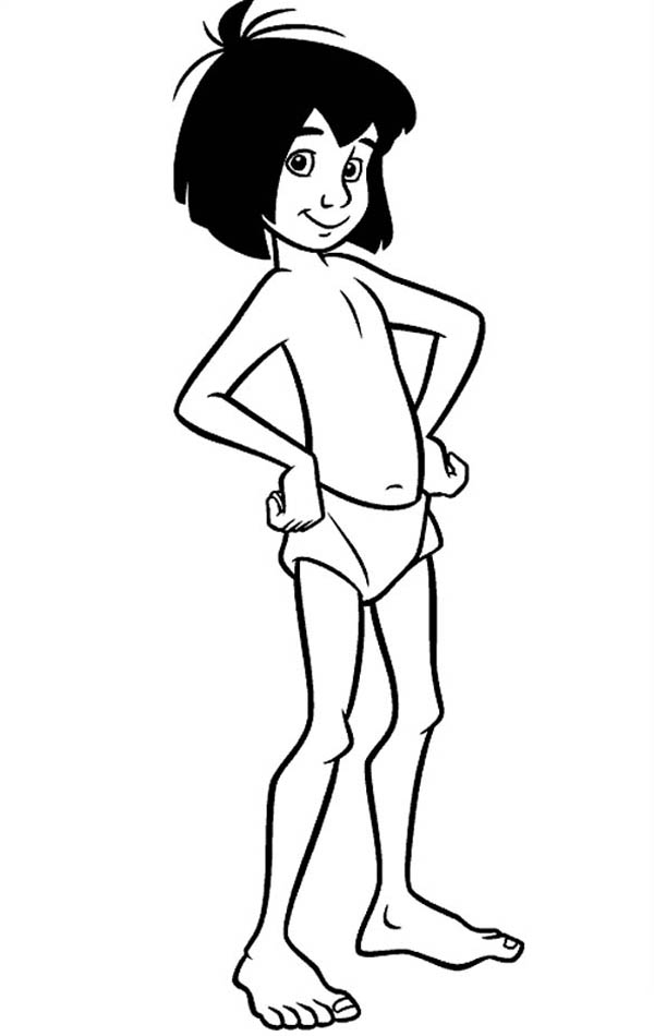 Jungle Book, : The Famous Mowgli in Jungle Book Coloring Pages