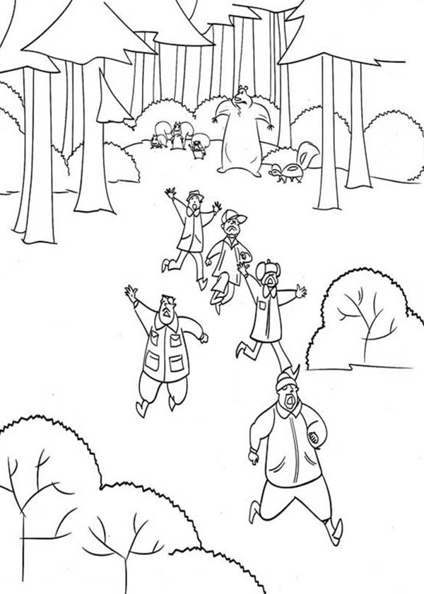 Oliver and Company, : The Hunter Escape from Timber National Forest in Open Season Coloring Pages