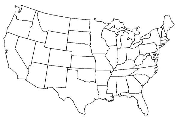 Maps, : USA Maps Outline Coloring Pages
