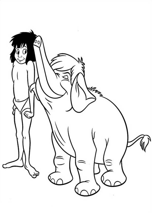 Jungle Book, : Who is the Tallest Between Mowgli and Hathi in Jungle Book Coloring Pages
