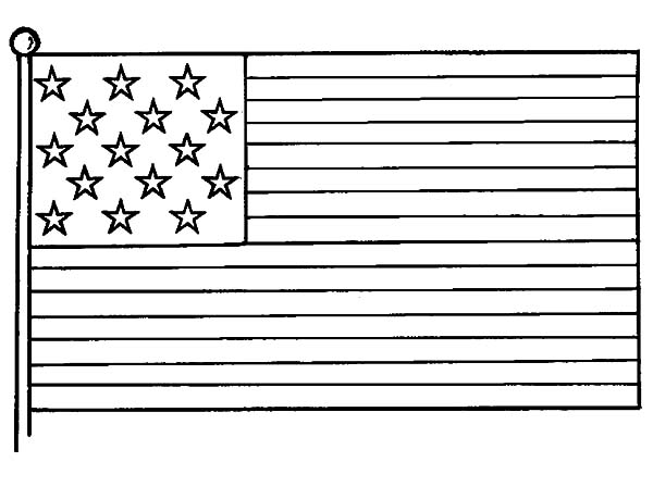 Independence Day, : American Flag Picture for 4th July Independence Day Coloring Page