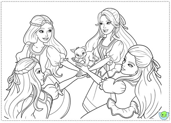 Barbie and Three Musketeers, : Barbie and Three Musketeers Coloring Pages Swear Together