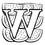Letter W, Big Letter W For Watermelon Coloring Page: Big Letter W for Watermelon Coloring Page