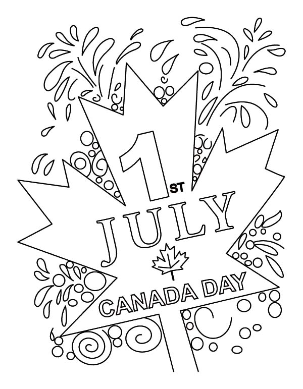 Canada Day, : Cheerful Canada Day on July 1st Coloring Pages