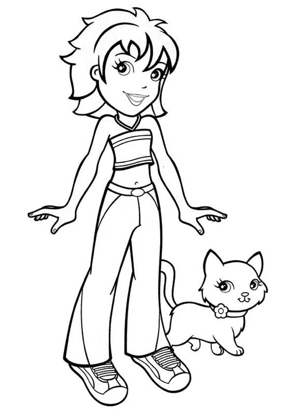 Polly Pocket, : Crissy Walk Her Little Kitten in Polly Pocket Coloring Pages