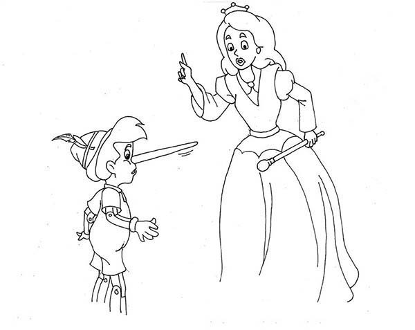 Pinocchio, : Fairy Lady Tell Pinocchio Not to Lie Coloring Pages