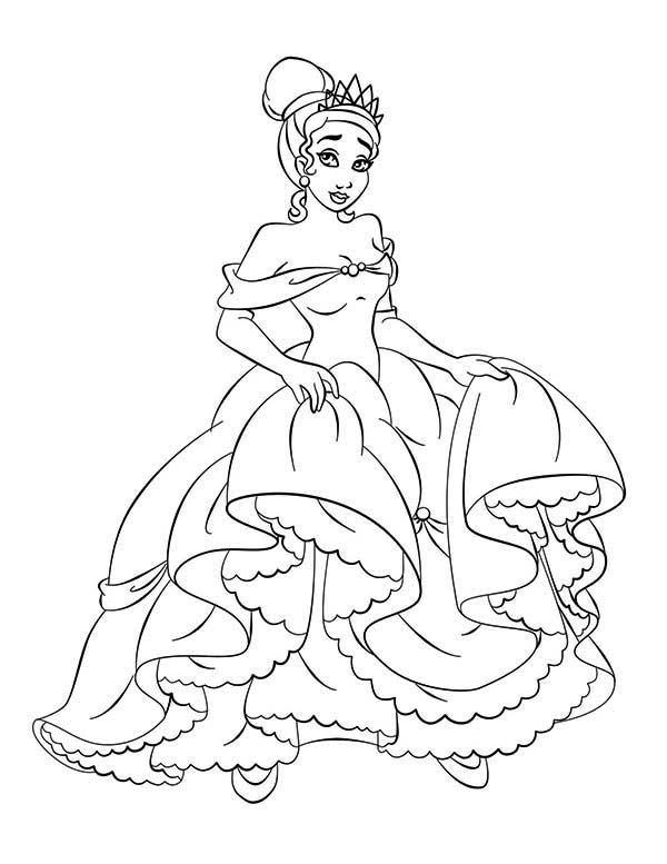 Princess and the Frog, : Famous Princess Tiana in Princess and the Frog Coloring Pages