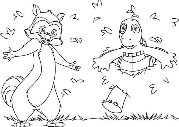 Over the Hedge, : Hammy and Verne Came Out from Bush in Over the Hedge Coloring Pages