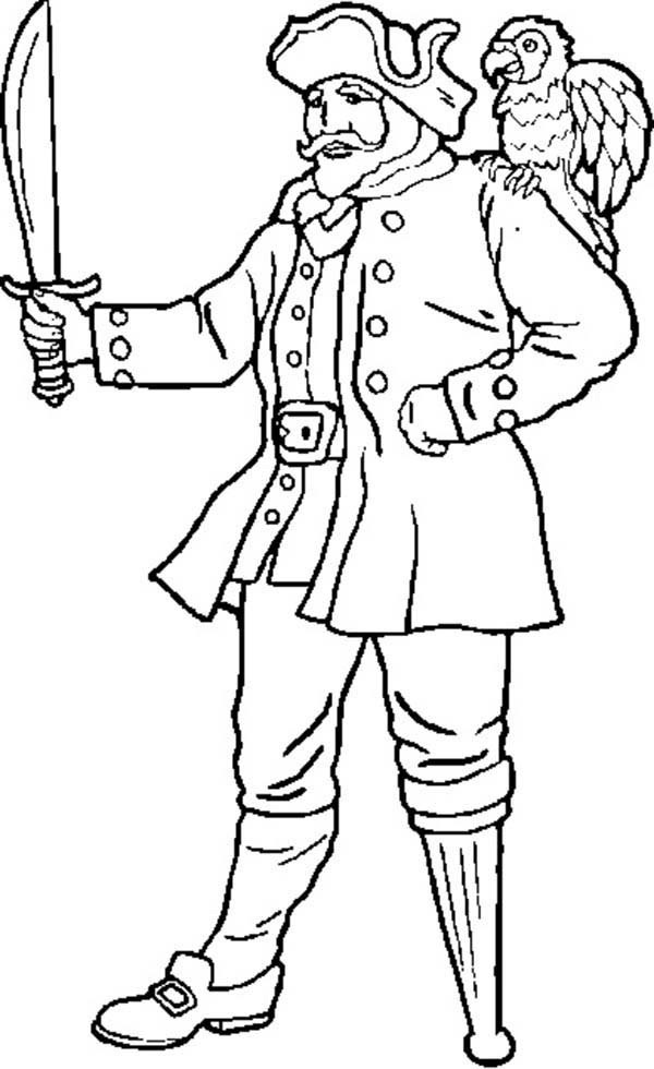 Pirates, : Hideous One Legged Pirate Coloring Pages