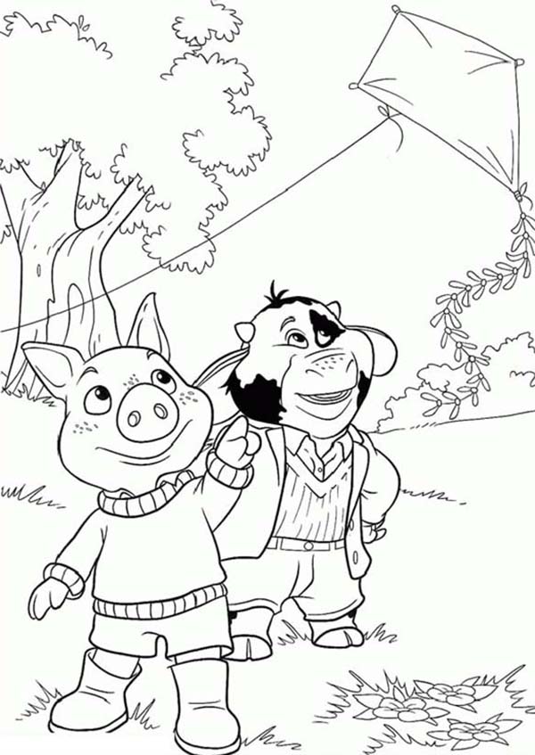 Piggly Wiggly, : Jakers The Adventures of Piggly Wiggly Playing Kite Coloring Pages
