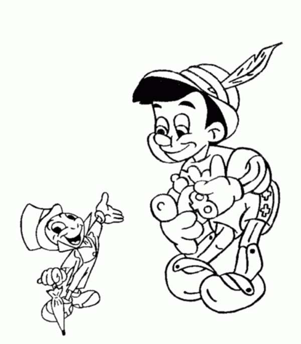 Pinocchio, : Jiminy Cricket Introduce Pinocchio Coloring Pages