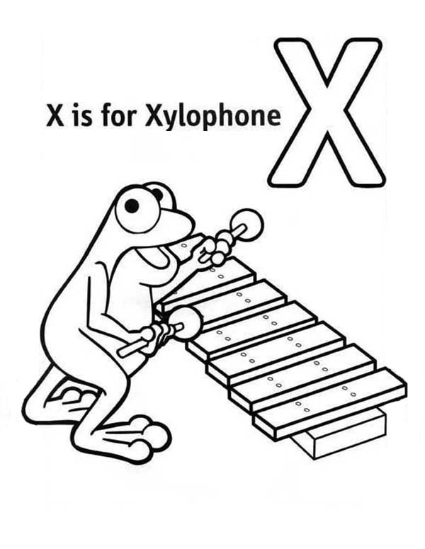 Letter X, : Learn Letter X for Xylophone Coloring Page