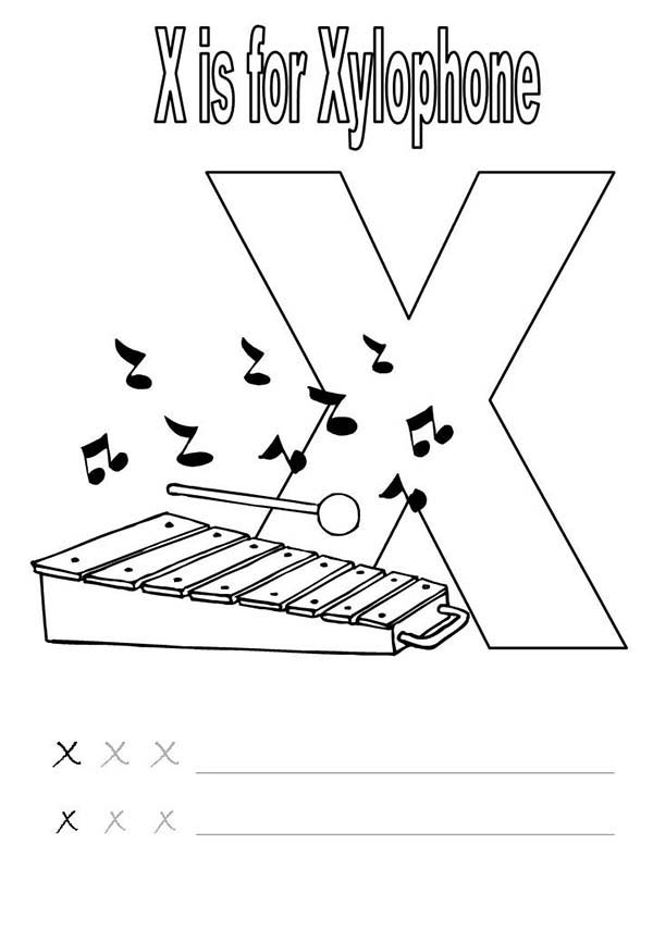 Letter X, : Learn Xylophone for Letter X Coloring Page