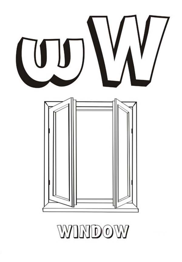 Letter W, : Letter W for Window Coloring Page