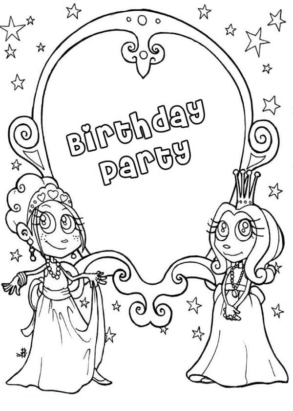 Princesses Birthday, : Magic Mirror at Birthday Party in Princesses Birthday Coloring Pages