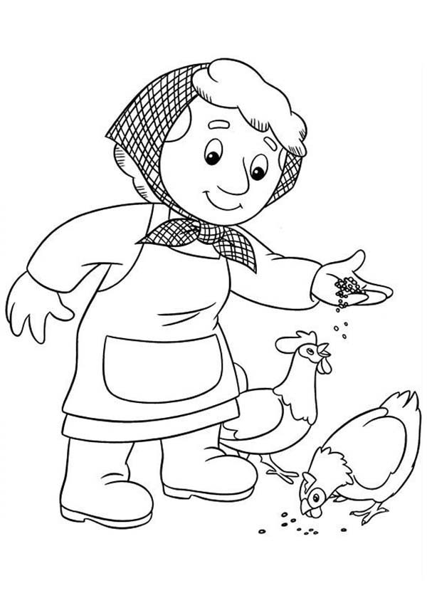 Postman Pat, : Marie Gogiens Feed Chicken in Postman Pat Coloring Pages