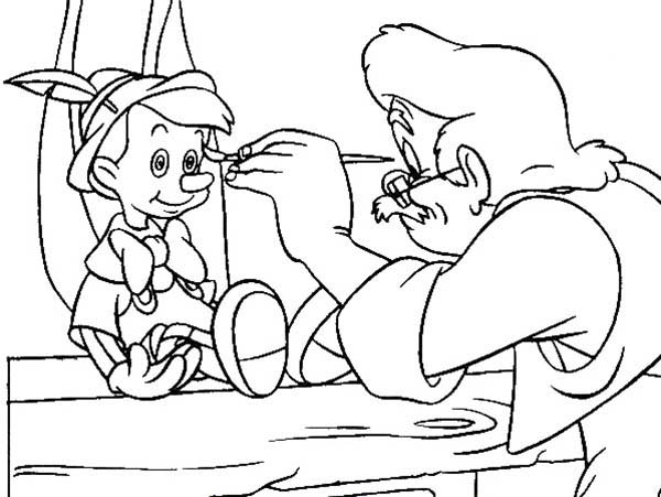 Pinocchio, : Mister Geppetto Paint Pinocchio Eyes Coloring Pages