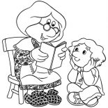 Postman Pat, Mrs Goggins Reading A Book For Julian Postman Pat Coloring Pages: Mrs Goggins Reading a Book for Julian Postman Pat Coloring Pages