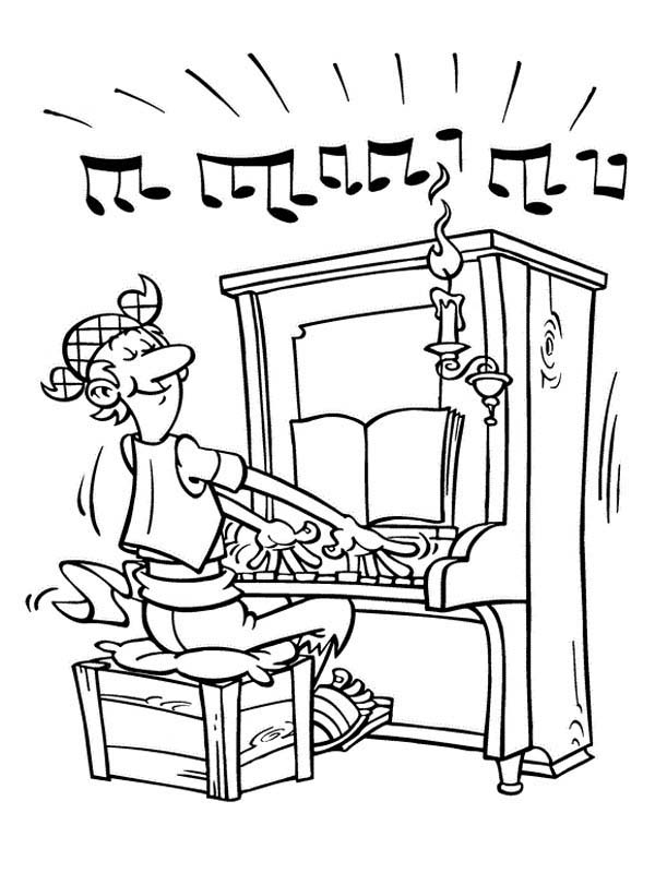 Piet Pirate, : Piet Pirate Crew Steven Stil Play Piano Coloring Pages