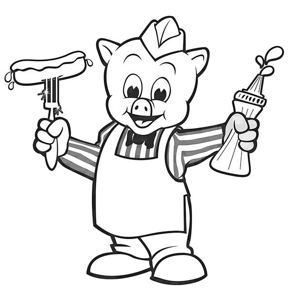 Piggly Wiggly, : Piggly Wiggly Become Hot Dog Seller Coloring Pages 2