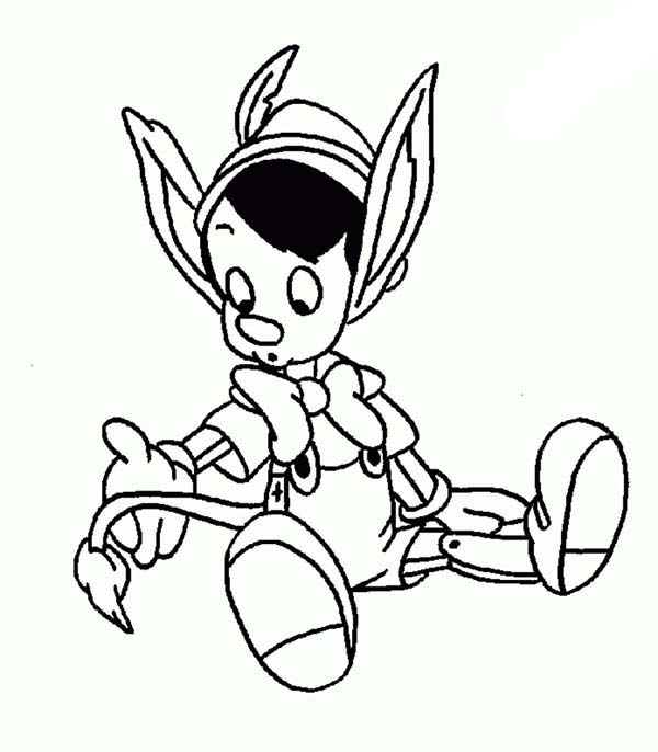 Pinocchio, : Pinocchio Checking His Tail Coloring Pages
