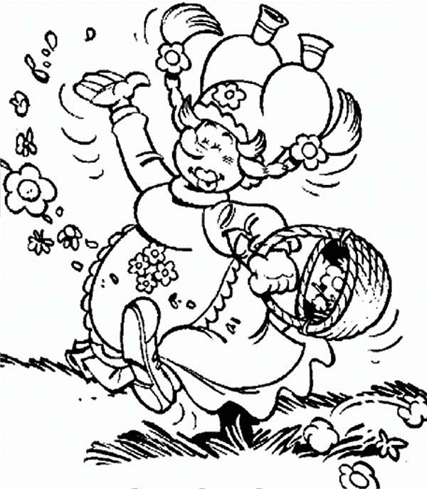 Plop the Gnome, : Plop the Gnome Character Kwebbel Throwing Flowers Coloring Pages