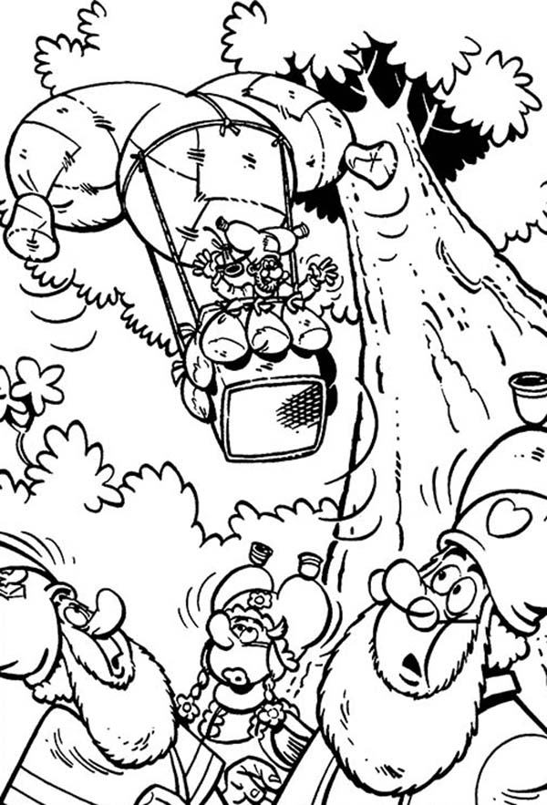 Plop the Gnome, : Plop the Gnome Ride Air Balloon Coloring Pages