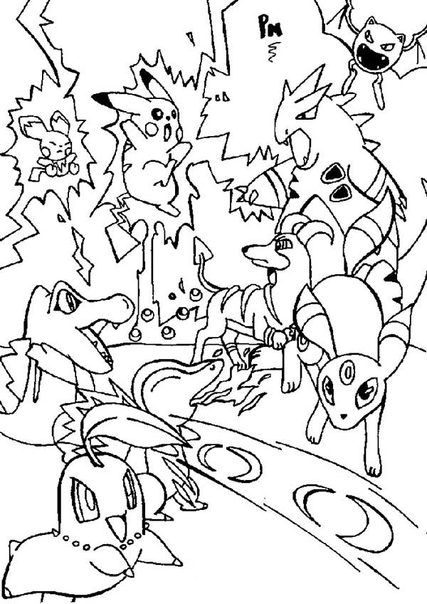 Pokemon, : Pokemon Characters in Action Coloring Pages