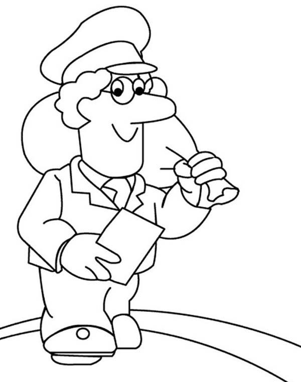 Postman Pat, : Postman Pat Carrie a Bag of Mail Coloring Pages