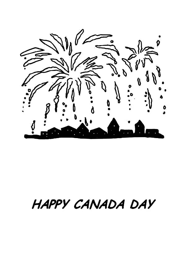 Canada Day, : Pretty Fireworks on Canada Day Coloring Pages