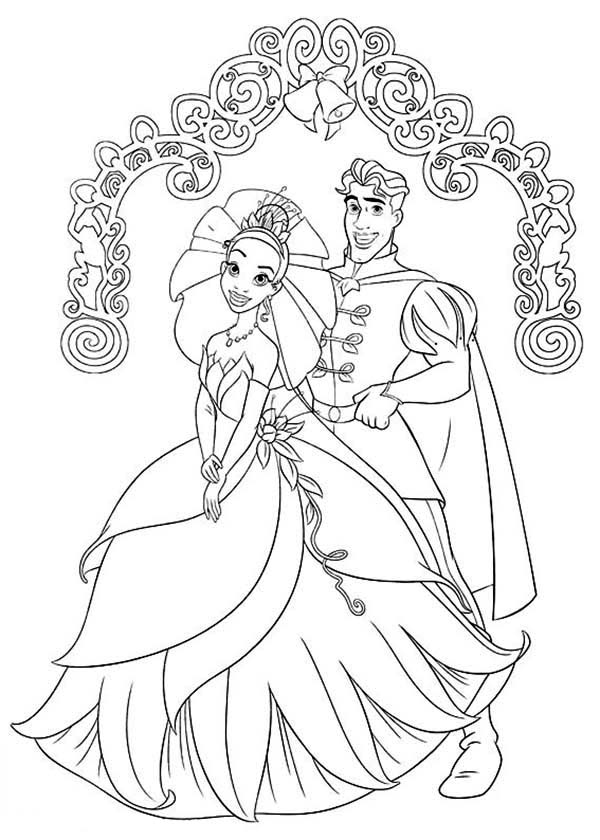 Princess and the Frog, : Prince Naveen and Princess Tiana Wedding Day in Princess and the Frog Coloring Pages