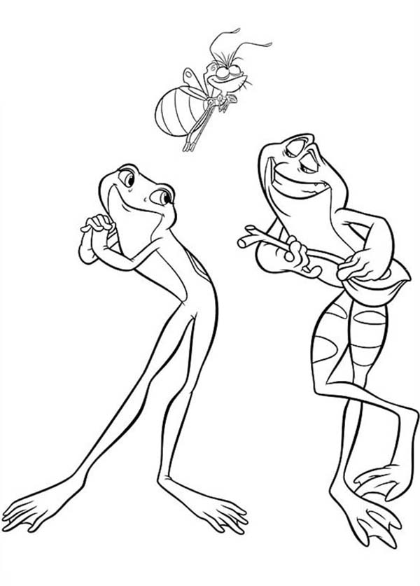 Princess and the Frog, : Princess and the Frog Animal Characters Coloring Pages
