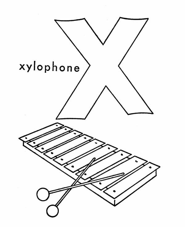 Letter X, : Xylophone for Letter X Coloring Page