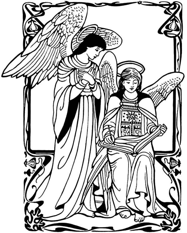 Angel Appears To Mary, : Angel Appears to Mary Coloring Pages