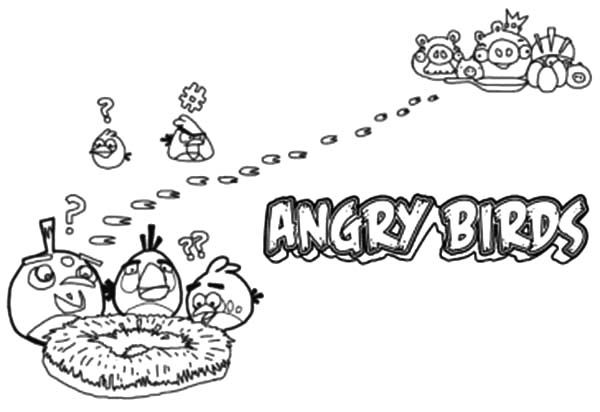 Angry Bird Pigs, : Angry Bird Pigs Stole Bird Eggs Coloring Pages
