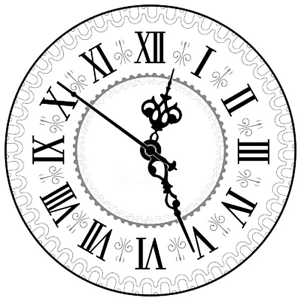 Analog Clock, : Antique Analog Clock Coloring Pages