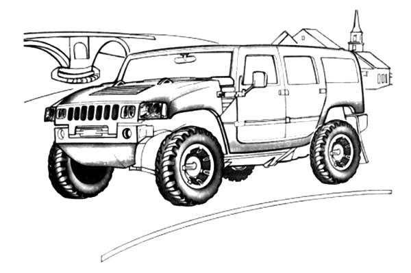 Army Car, : Army Car Hummer H2 Coloring Pages